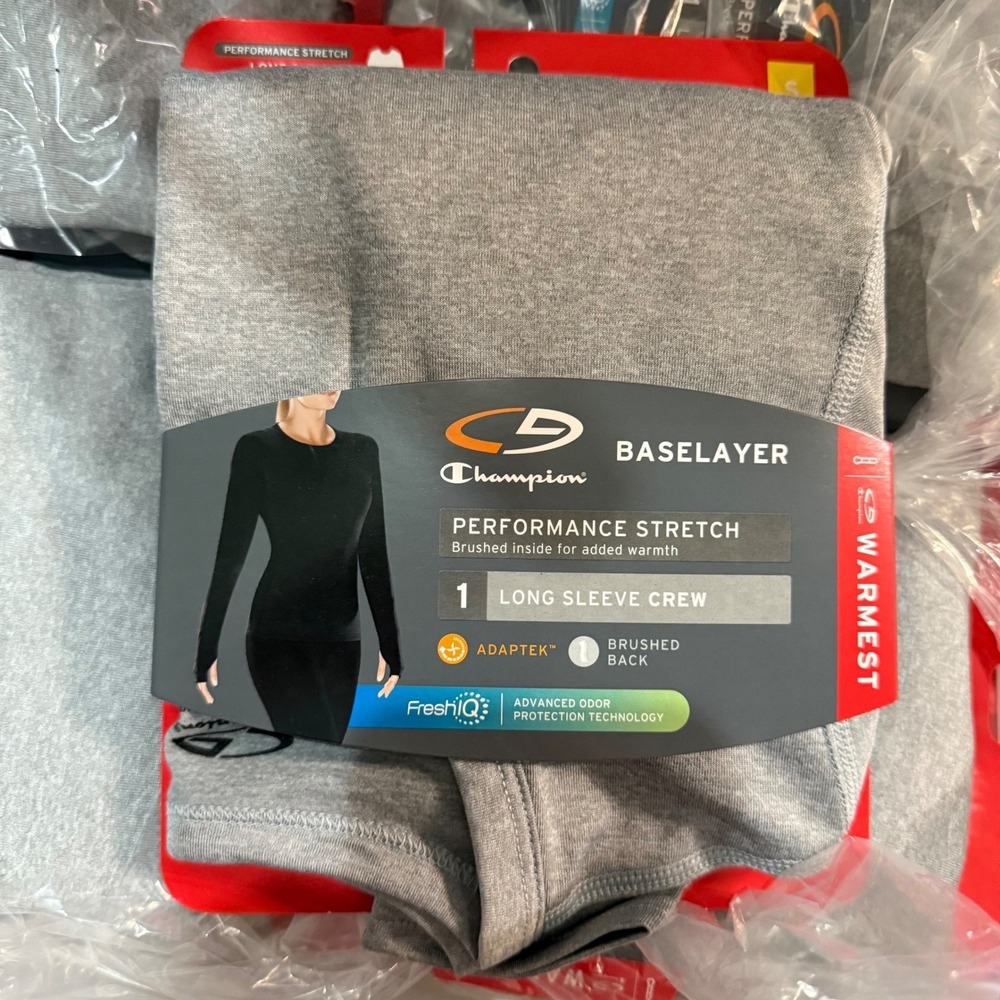 C9 Champion Warmest Long Sleeve Crew Baselayer Shirt Small Gray‎ New